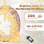 3-Piece Christmas Lighted Joy Sign Decoration,32Inch Oversized Pre-Lit Nativity Scene,2-in-1 Weather Resistant Holiday Yard Decor Freestanding or Wall Decor for Garden Yard Porch or Indoor
