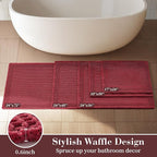 RESARE Waffle Bathroom Runner Rugs, Super Absorbent Bath Mat Non Slip Washable Quick Dry, Upgraded Ultra Soft Boho Bath Rugs with Tassels for Hallway Bedroom Laundry Room, 2'x4'(24"x48"), Red