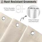 Seasonwood Beige Ruffle Shower Curtain Neutral Shower Curtain Button Design Farmhouse Country Style Rustic Decorative Fabric Shower Curtains