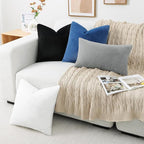 Pallene Faux Fur Plush Throw Pillow Covers 24x24 Set of 2, Soft Fluffy Couch Pillow Covers for Living Room, Navy Blue