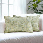HAUSSY Creen Throw Pillow Covers 12x20 Set of 2 Chenille Tweed Textured Decorative Couch Lumbar Pillow Covers Neutral Modern Pillow Cases for Sofa Bed Living Room Decor