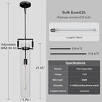 Modern Black Pendant Light, 21.6'' kitchen pendant lighting over island, Adjustable Height Glass Pendant Light Fixtures Large Pendant Lights Kitchen Island, for Dinning Room Farmhouse Bedroom Bathroom