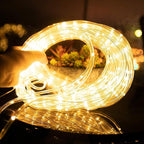 Solar Rope String Lights Outdoor 2 Pack 39 Feet 100 Led Waterproof Solar Powered Fairy Lights with 8 Lighting Modes, Copper Wire PVC Tube Lights for Garden Wedding Party DIY Decor (Warm White)