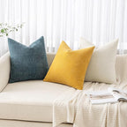 MIULEE Pack of 2 Decorative Throw Pillow Covers Soft Chenille Throw Pillows Solid Textured Cushion Covers for Spring Couch Sofa Bedroom Living Room 20x20 Inch, Mustard Yellow