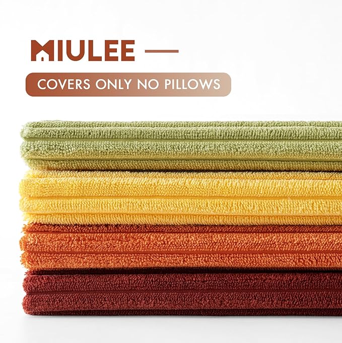 MIULEE Fall Decorative Throw Pillow Covers 18x18 Inch Set of 4, Vibrant Cushion Covers Vintage Retro Home Fall Decor Mix and Match Color Clash Design for Sofa Couch Bed Living Room Yellow Orange Rust