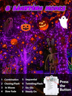Halloween String Lights Battery Operated with Auto Timer, 33FT 100 LED Waterproof LED Purple String Lights with 8 Modes, Fairy Twinkle Light for Indoor & Outdoor Party Bedroom Halloween Decorations