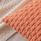 MIULEE Pack of 2 Decorative Lumbar Throw Pillow Covers 12x20 Inch Soft Boho Striped Textured Corduroy Pillow Covers Modern Farmhouse Home Decor for Couch Bed Sofa Living Room Coral Red