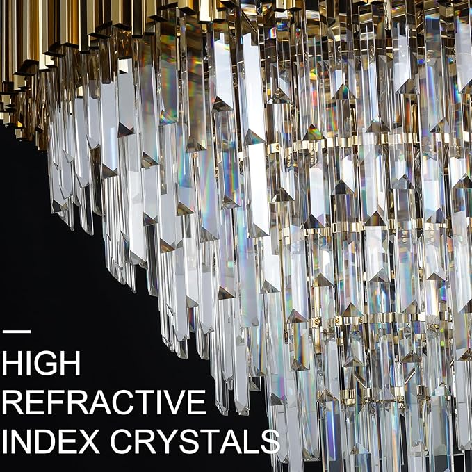 Crystal Chandeliers Modern Chandelier High Ceiling Foyer Entryway 21 Lights Gold Luxury Pendant Hanging Light Fixture for Living Room Entry Way Extra Large Tiered 36'' D x 54'' H