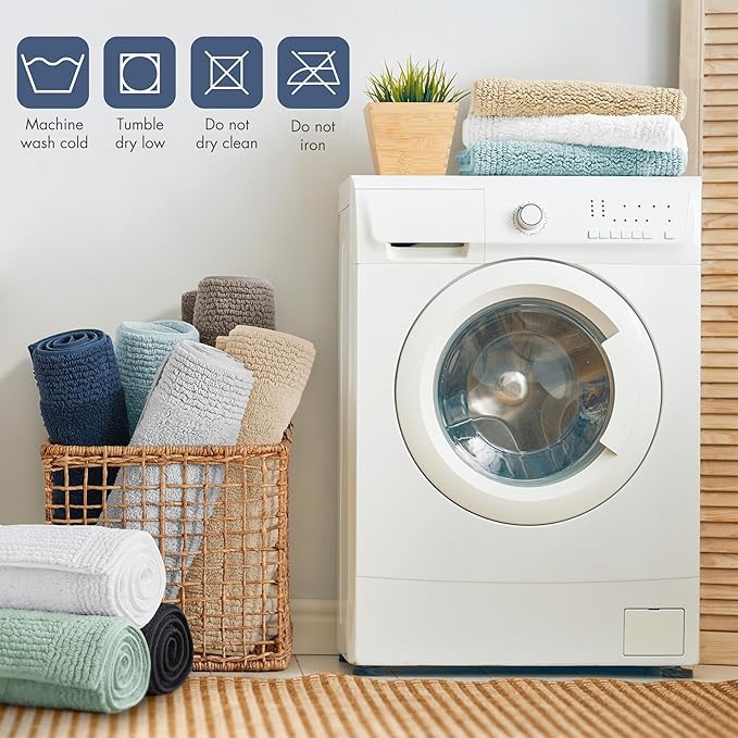 Madison Park Splendor Reversible 100% Cotton Tufted Bathroom Rug-3000 GSM Hotel Quality Luxurious Plush Medium Pile Bath Mat Absorbent, Quick Dry, Shower Room Décor, 24x44 Navy