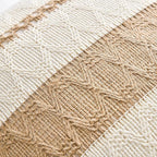 Fancy Homi Set of 2 Boho Neutral Euro Decorative Throw Pillow Cover 26x26 Inch for Couch Bed Bedroom, Aesthetic Modern Organic Farmhouse Room Decor, Soft Cotton Accent Macrame Woven Tan Cushion Case