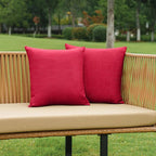 NiNi ALL Pack of 2 Decorative Outdoor Waterproof Pillow Covers Square Garden Linen Textured Cushion Sham Throw Pillowcase Set of 2 for Patio Farmhouse Garden Tent Couch 18x18 Inch Red