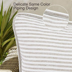 Decorative Outdoor Water Repellent Throw Pillows with Inserts, Set of 4, 20" x12" Pillows for Patio, Backyard, Bed, Couch, and Patio Furniture, Tan Stripe