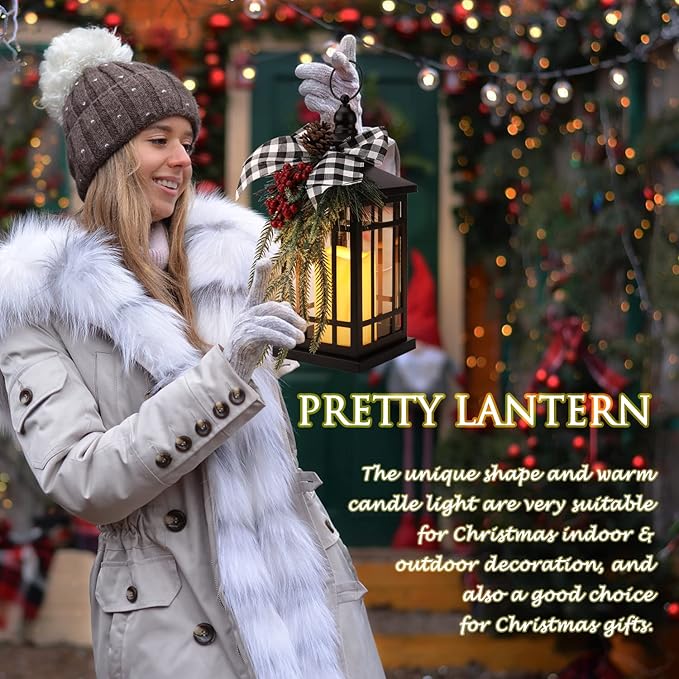Christmas Decorations Christmas Lantern, Christmas Decorative Candle Lantern, 14 Inch Outdoor Candle Lantern Indoor Home Table Fireplace Farmhouse Decorations, Holiday Xmas Gifts