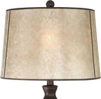Franklin Iron Works Kelly 25 1/2" High Farmhouse Rustic Country Cottage 3-Way Table Lamp USB Cord Dimmer Brown Finish Single Mica Shade Living Room Charging Bedroom Bedside Nightstand (Colors May