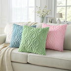 decorUhome Throw Pillow Covers 24x24 Inch Set of 2, Soft Plush Decorative Faux Fur Sage Green Solid Couch Pillow Covers, Accent Farmhouse Neutral Square Euro Pillow Cases for Sofa Bed Living Room