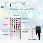 Toodour Christmas Lights RGB String Lights, 115ft 350 LED Color Changing String Light with Remote & Timer, Waterproof Xmas Tree Light for Home Yard New Year Party Indoor Outdoor Christmas Decorations