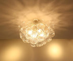 Longree Bubble Ball Semi Flush Mounting Ceiling Light Fixtures, Dia 20 inch Gold and Clear Blown Glass Small Swirled Glass Chandelier for Bedroom Study Bathroom Dining Room