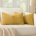 MIULEE Gold Corduroy Pillow Covers Pack of 2 Boho Decorative Spliced Throw Pillow Covers Soft Solid Couch Pillowcases Cross Patchwork Textured Cushion Covers for Living Room Bed Sofa 12x20 inch