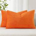 Simmore Decorative Fall Throw Pillow Covers 12x20 Set of 2, Soft Natural Plush Flannel Double-Sided Fluffy Lumbar Pillow Covers for Couch Sofa Living Room, Orange