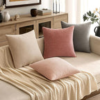 MIULEE Pack of 2 Decorative Throw Pillow Covers Soft Chenille Throw Pillows Solid Textured Cushion Covers for Spring Valentine's Day Couch Sofa Bedroom Living Room 18x18 Inch, Blush Pink