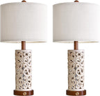 22" Dual Light Table Lamps Set of 2 for Living Room, Touch Lamp with 3-Level Dimming, USB A+C Table Lamp for Bedroom, Farmhouse Lamps for Night Stands(Brown, Bulb Included)