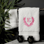 Decorative and Monogrammed Hand Towels for Bathroom Kitchen Makeup | Personalized Gift for Wedding-Bridal | Roman Font Custom Luxury Turkish Towel | Spa Collection, Oversized, 16 X 30 Inch, Set of 2