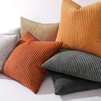 MIULEE Pack of 2 Burnt Orange Pillow Covers 20x20 Inch Soft Striped Corduroy Fall Throw Pillow Covers Set Decorative Square Cushion Cases Pillowcases for Sofa Bedroom Couch