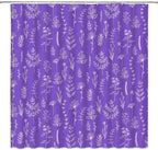 Purple Herbs Shower Curtain Boho Floral Lavender Retro Botanical Vintage Farmhouse Cute Leaves Plant Flowers Bathroom Curtain Set with Hooks(78" Wx70 H)