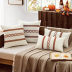 MIULEE Set of 2 Burnt Orange Fall Decorative Pillow Covers 18x18 Inch Farmhouse Rustic Boho Couch Throw Pillows Modern Cotton Cushion Covers Retro Cute Macrame Woven Home Decor for Bed Sofa Chair