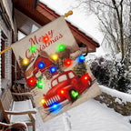 Lights Garden Flag,Double Sided Christmas LED Outdoor Christmas Yard Flag for Winter Outdoor Decoration (Multi_car, 28 * 40)