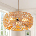 Rattan Light Fixture Dinning Room Pendant Light Boho Chandelier Hanging Light Ceiling Mount Hand Woven Lamp Shade 3-light Drum Chandelier Basket Light for Bedroom Hallway Kitchen Island Light Fixture