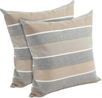 Outdoor Throw Pillows Water Resistant 18x18 inch,Decorative Throw Pillow with Insert Set of 2,Hidden Zipper Headrests for Patio Furniture Sofa Couch Chair(Gray Stripe)