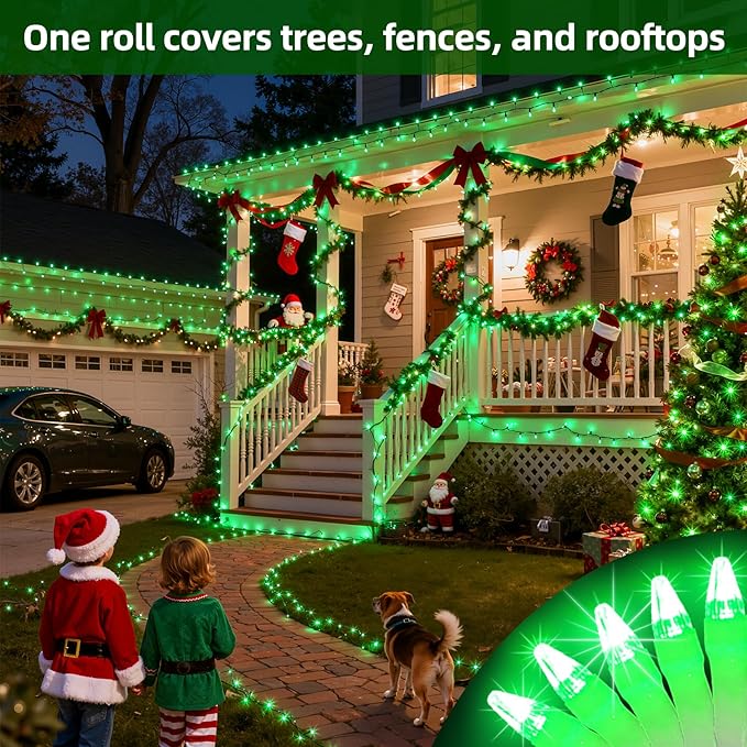 750 LED Chrstmas Lights, 240ft Outdoor Christmas String Lights with 12 Modes, Green LED String Lights with Timer Dimmable Waterproof for Tree Fence Garden Xmas Wedding Party Decor Green