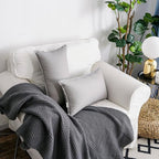 Jeanerlor Cotton Linen Square Decorative Throw Pillow Case Cushion Cover with Twin Needles Stitch on Edge, 12"x20"(30 x 50cm), 2 Pcs, Silver Grey
