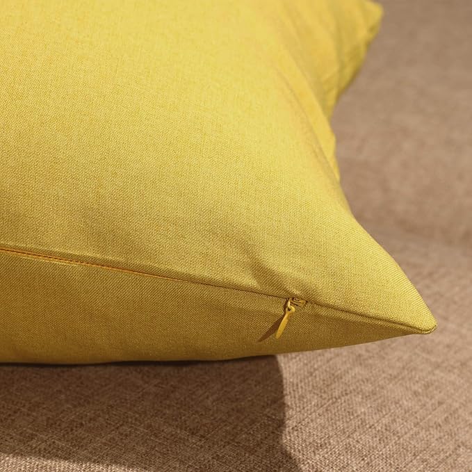 Boao 4 Pack Christmas Decorative Outdoor Waterproof Throw Pillow Covers Square Patio Balcony Garden Waterproof Cushion Case PU Coating Pillow Shell for Couch Bed Patio Sofa, 18 x 18 Inch(Yellow)