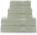 Premium Staple Cotton Bathroom Towel Set - Sage Green 600 GSM 6-Piece Luxury Bath Towel Set 1 Stripe - 2 Bath Towels, 2 Hand Towels & 2 Washclothes Set - High Absorbent & Quick Dry for Gym, Spa, Hotel
