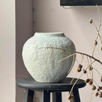 Denique Rustic Ceramic Tall Floor Vase, Vintage Farmhouse Decor - Large Terracotta Vases for Living Room Entryway Centerpiece (White-7.87inch Height)