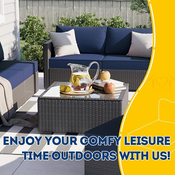 AAAAAcessories Outdoor Deep Seat Cushions, Waterproof, Fade-Resistant Patio Furniture Replacement Cushions, 24" x 24" x 5" + 24" x 13.5", Set of 2, Navy Blue
