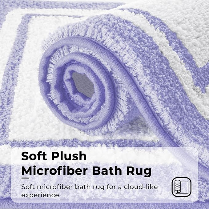 GRANNY SAYS Microfiber Bathroom Rugs Non Slip Washable, Water Absorbent Bathroom Mats for Tub, Soft Bath Mats for Bath Floor & Shower, Bath Rug, 20" x 32", Purple