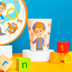 Zak Designs Blippi Kids Dinnerware Set 3 Pieces, Durable and Sustainable Melamine Bamboo Plate, Bowl, and Tumbler are Perfect For Dinner Time With Family (Blippi, TABBS)