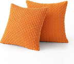 MIULEE Orange Throw Pillow Covers Soft Corduroy Decorative Set of 2 Boho Striped Pillow Covers Pillowcases Farmhouse Home Decor for Halloween Couch Bed Sofa Living Room 16x16 Inch