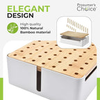 Prosumers Choice Bamboo Charging Station for Multiple Devices - Wooden Charger Organizer with Removable Dividers for Phones, Tablets, and Laptops - 11 Inch Cable Organizer Box - Space-Saving Desk Dock