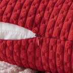 MIULEE Christmas Red Throw Pillow Covers Soft Corduroy Decorative Eruo Sham Set of 2 Boho Striped Pillow Covers Pillowcases Farmhouse Home Decor for Couch Bed Sofa Living Room 24x24 Inch