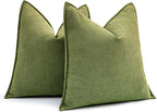 MIULEE Pack of 2 Moss Green Decorative Pillow Covers 20x20 Inch Soft Chenille Luxurious Couch Throw Pillows Farmhouse Cushion Covers with Elegant Design for Sofa Bedroom Living Room Home Decor