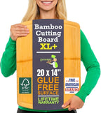 Greener Chef 20 Inch Bamboo Cutting Board Featuring Super-Sized Glue-Free Surface™ – Heavy Duty Butcher Block for Safe Meal Prep, Chopping & Carving with Lifetime Replacements