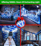 LED String Lights Christmas Decorations,8 Lightsing Modes Christmas Lights with Timer Functions for Tree Indoor Outdoor Decorr 1500 LED 492FT Blue & White