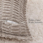 decorUhome Decorative Khaki Throw Pillow Covers 12x20 Set of 2 with Splicing, Boho Lumbar Soft Neutral Corduroy Broadside Twill Pillow Covers for Couch Bed Sofa Living Room