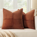 MIULEE Dark Rust Boho Pillow Covers Pack of 2 Decorative Throw Pillows Soft Solid Fall Couch Pillowcases Cross Patchwork Textured Cushion Covers Home Decor for Living Room Bed Sofa 18x18 inch