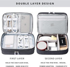 MIRLEWAIY Travel Cords Organizer Case Double-Layer Electronic Accessories Carrying Bag for Charger Cables Adapter USB Sticks Leads Memory Cards, Black