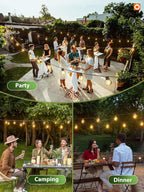 addlon 150FT Solar String Lights Outdoor Waterproof with Remote, Dimmable Commercial Grade Solar Powered String Lights with 80 LED Bulbs, Hanging Light for Camping Backyard Party Decor